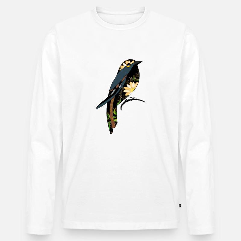 Bunter Vogel - Männer Premium Bio Langarmshirt - Weiß