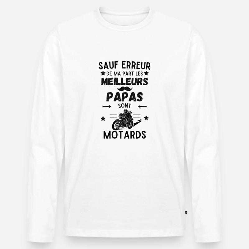 BIKER PAPA - Männer Premium Bio Langarmshirt - Weiß