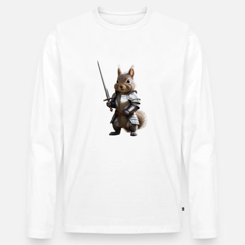 Eichhörnchen-Ritter-Schwert 1 - Männer Premium Bio Langarmshirt - Weiß
