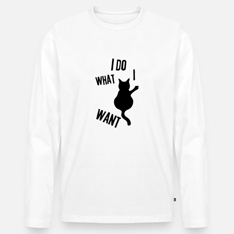 Schwarze Katze - Männer Premium Bio Langarmshirt - Weiß