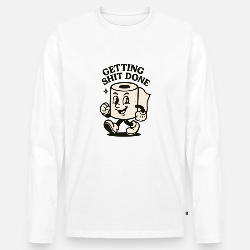 Scheiße erledigen - Männer Premium Bio Langarmshirt - Weiß