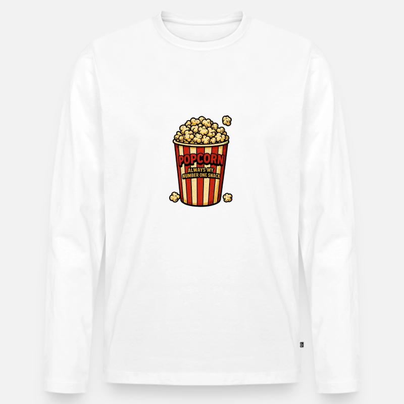 POPCORN - Männer Premium Bio Langarmshirt - Weiß