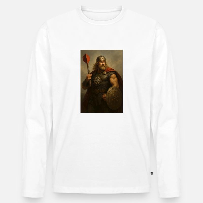 legendärer Dartkrieger - Männer Premium Bio Langarmshirt - Weiß