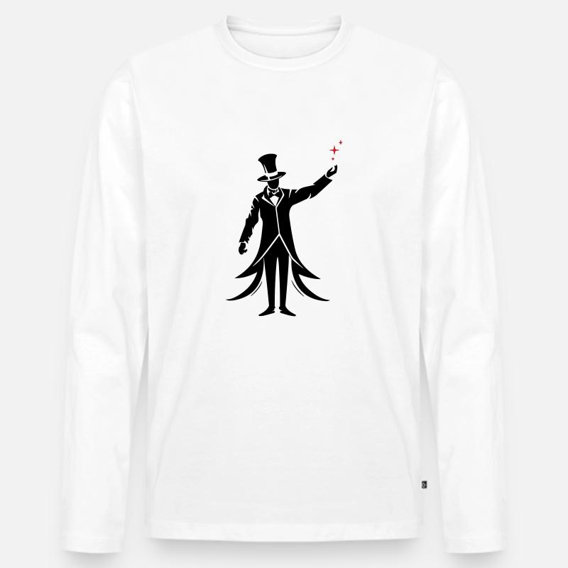 Magier Silhouette Zauberer - Männer Premium Bio Langarmshirt - Weiß