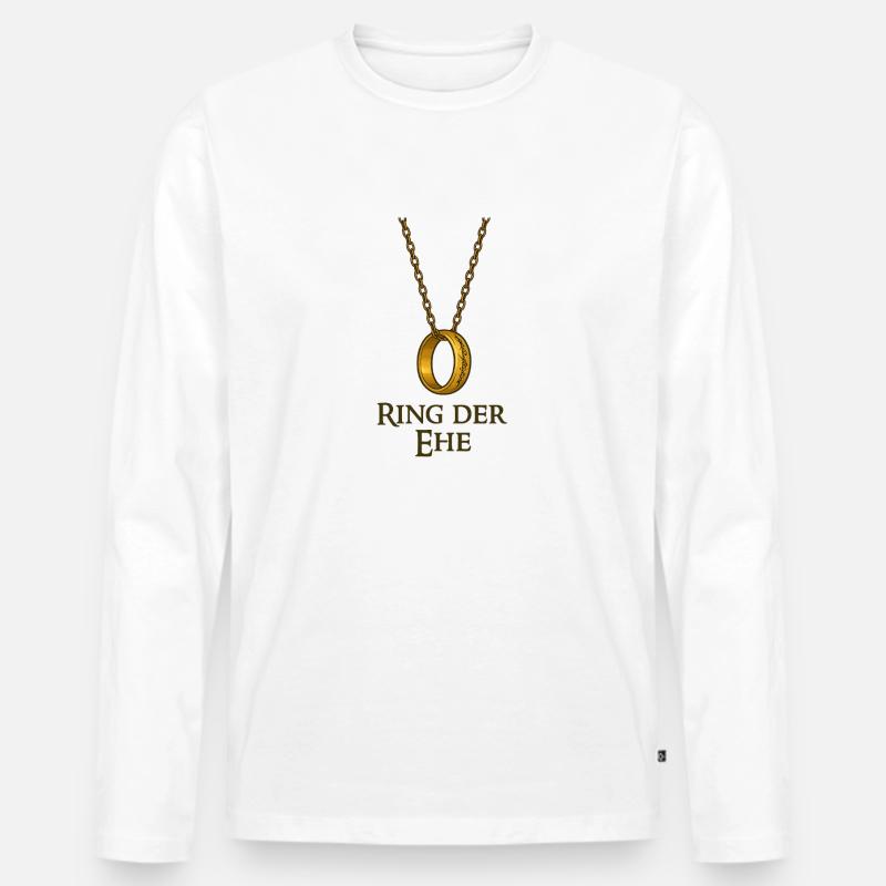 Ring der Ehe - Männer Premium Bio Langarmshirt - Weiß