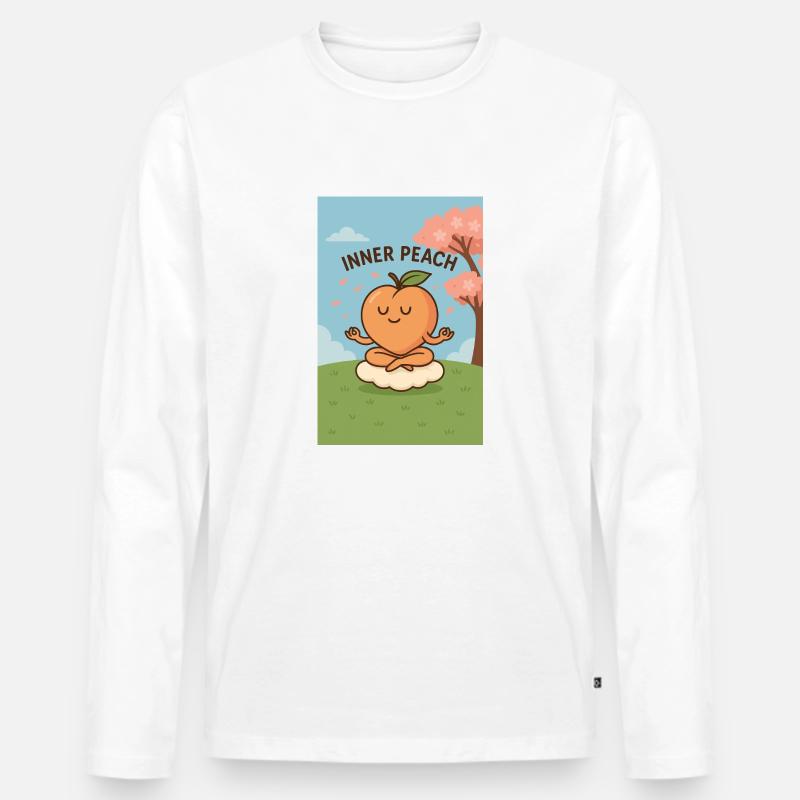 Innerer Pfirsich - Männer Premium Bio Langarmshirt - Weiß
