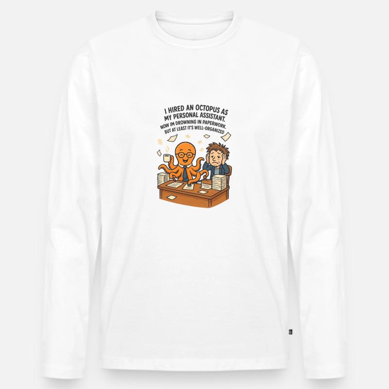 0008 octopus assistant - Männer Premium Bio Langarmshirt - Weiß