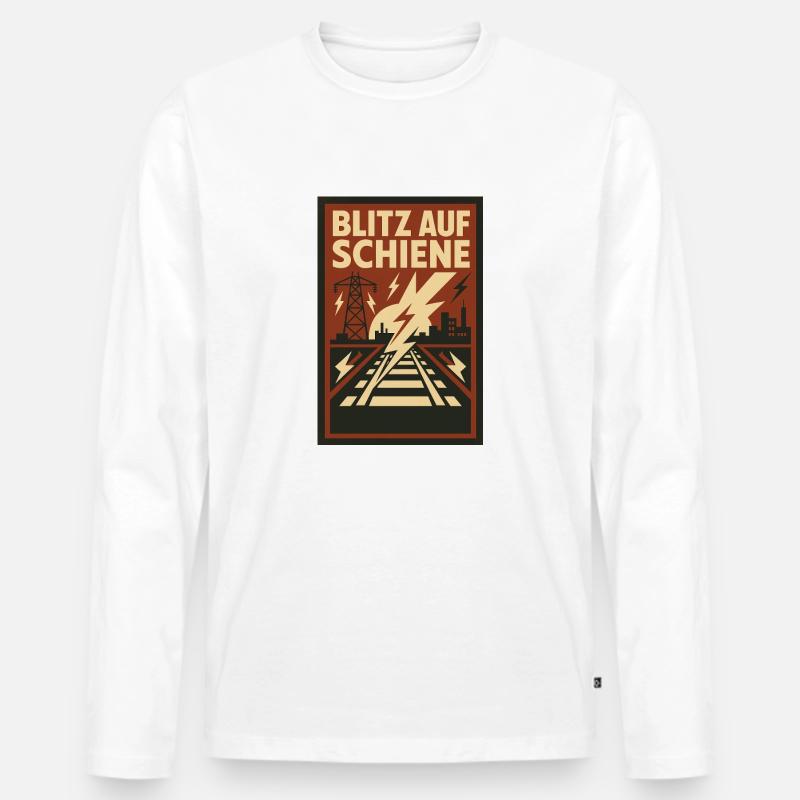 Blitz Schiene Eisenbahn - Männer Premium Bio Langarmshirt - Weiß