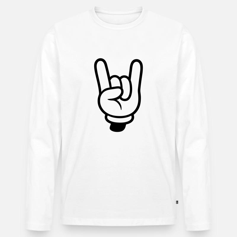 Party Hand Comic - Männer Premium Bio Langarmshirt - Weiß