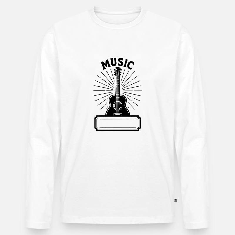 Musik - Nachname - Männer Premium Bio Langarmshirt - Weiß
