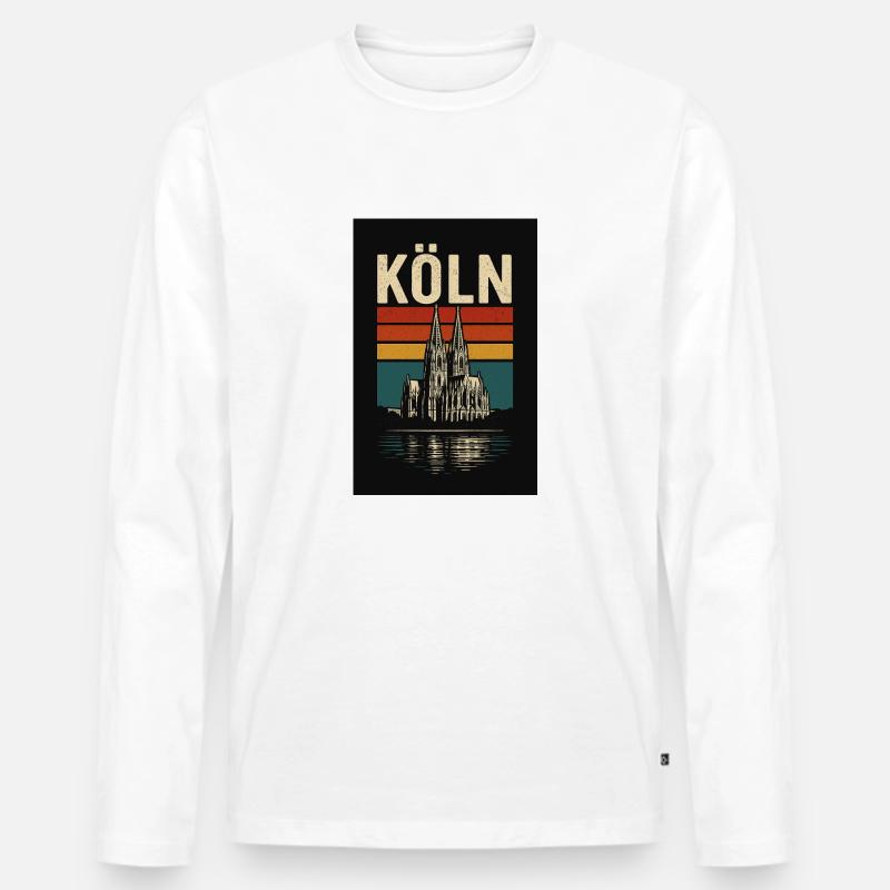 Köln - Männer Premium Bio Langarmshirt - Weiß