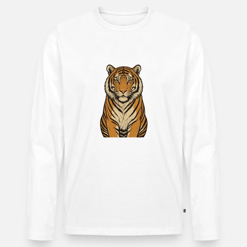 Blick des wilden Tigers - Männer Premium Bio Langarmshirt - Weiß