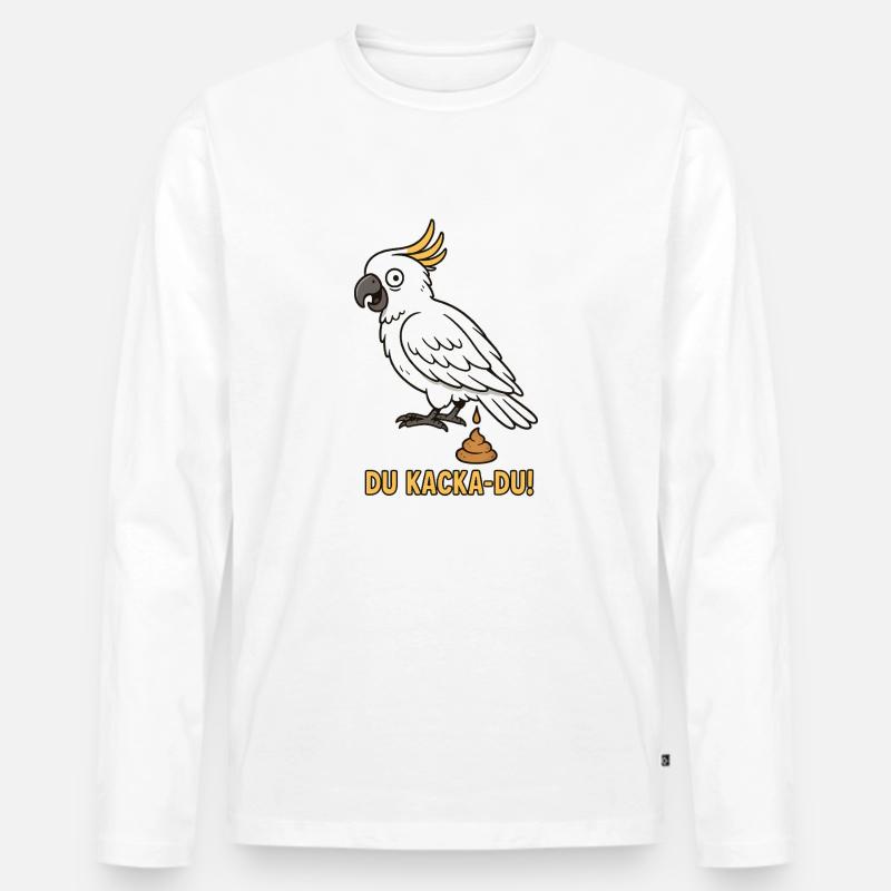 Witziger Kakadu Spruch - Männer Premium Bio Langarmshirt - Weiß