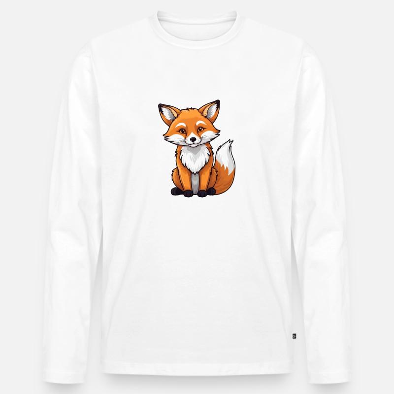 Fuchs Illustration - Männer Premium Bio Langarmshirt - Weiß