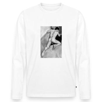 Bleistift Mann - Männer Premium Bio Langarmshirt - Weiß - Vorne - Nico (187cm)