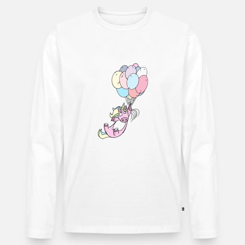 Einhorn Luftballons - Männer Premium Bio Langarmshirt - Weiß