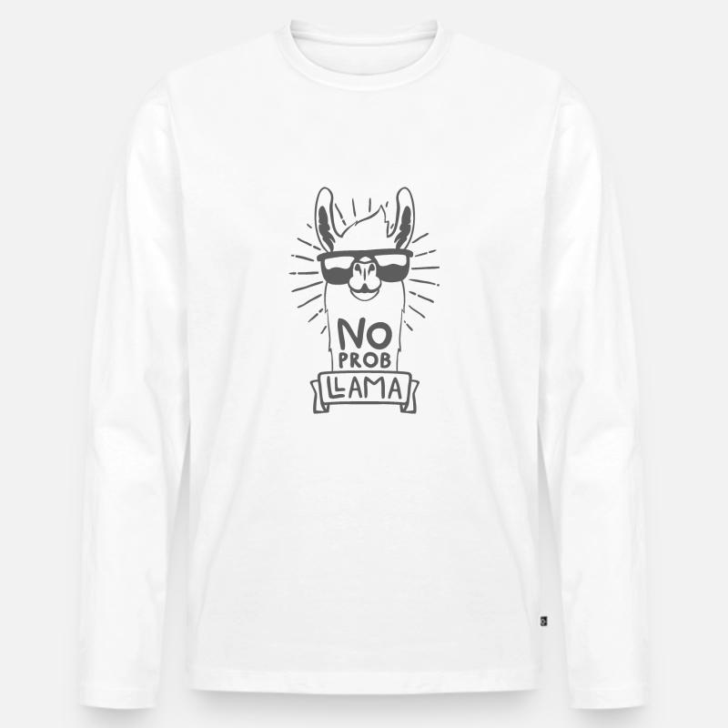 No Prob Llama - Männer Premium Bio Langarmshirt - Weiß