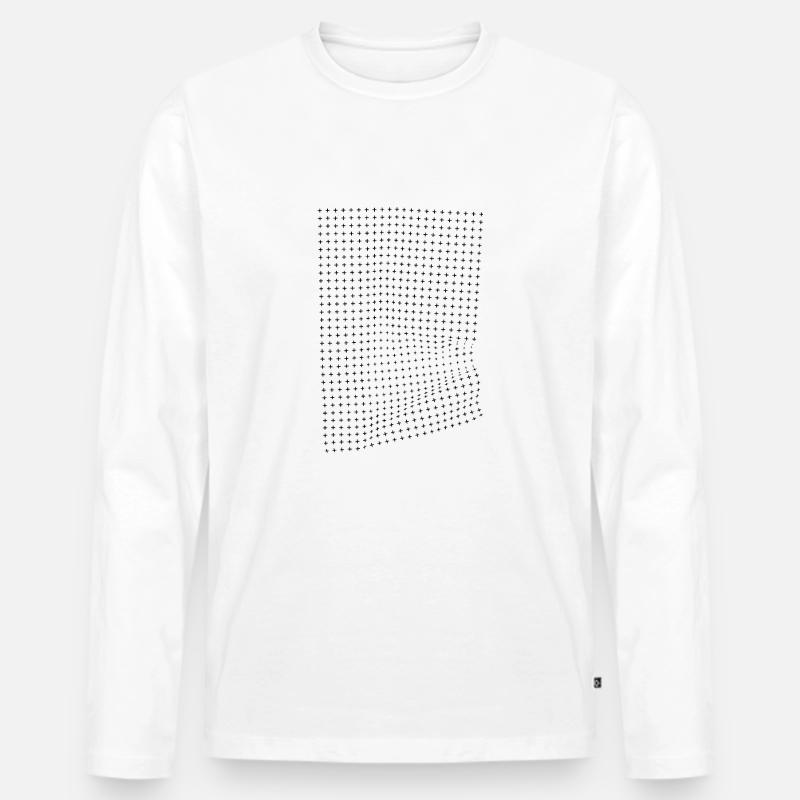 Optische Illusion eines Knitter effekts - Männer Premium Bio Langarmshirt - Weiß