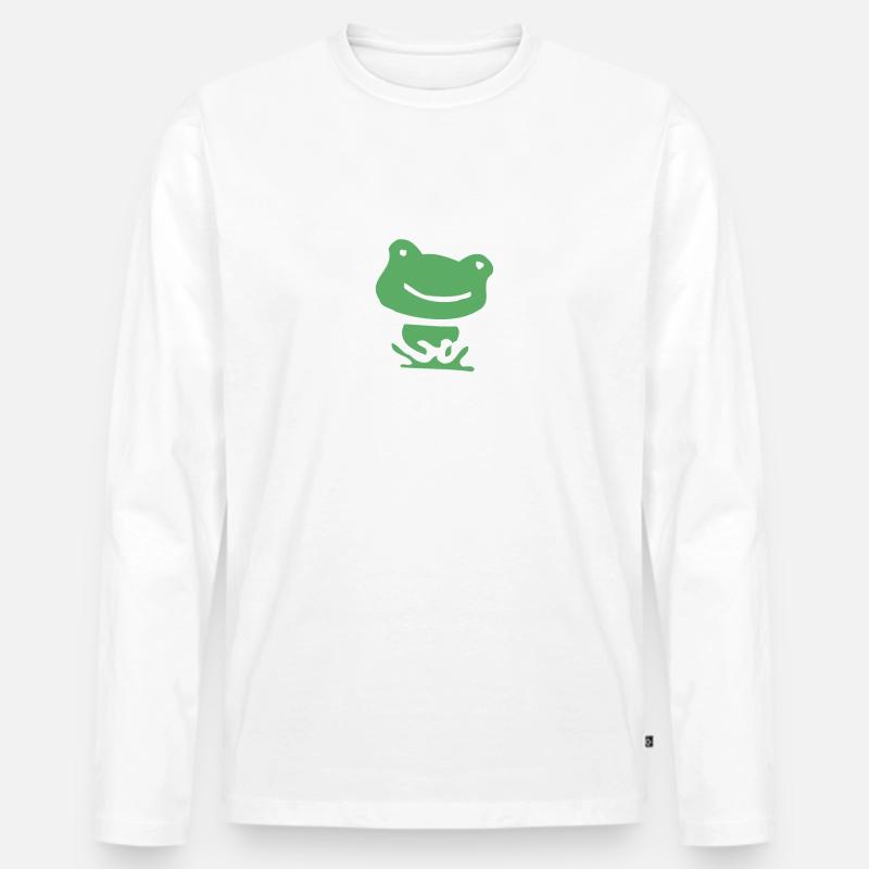 Frosch - Männer Premium Bio Langarmshirt - Weiß