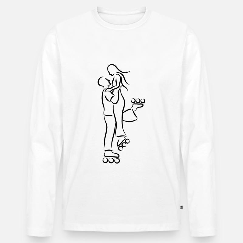 Inline Skating Liebespaar - Männer Premium Bio Langarmshirt - Weiß