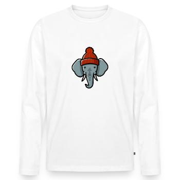 Winter Pachyderm Elephant Head Beanie Hat - Men's Premium Organic Long Sleeve Shirt - white - Front - Nico (187cm)