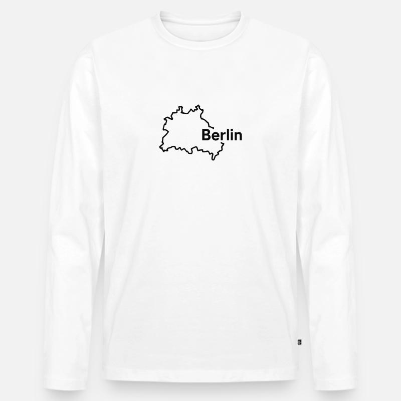 Berlin Kontur - Männer Premium Bio Langarmshirt - Weiß