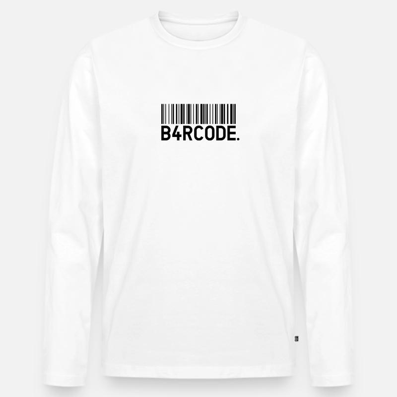 B4RCODE. black - Männer Premium Bio Langarmshirt - Weiß