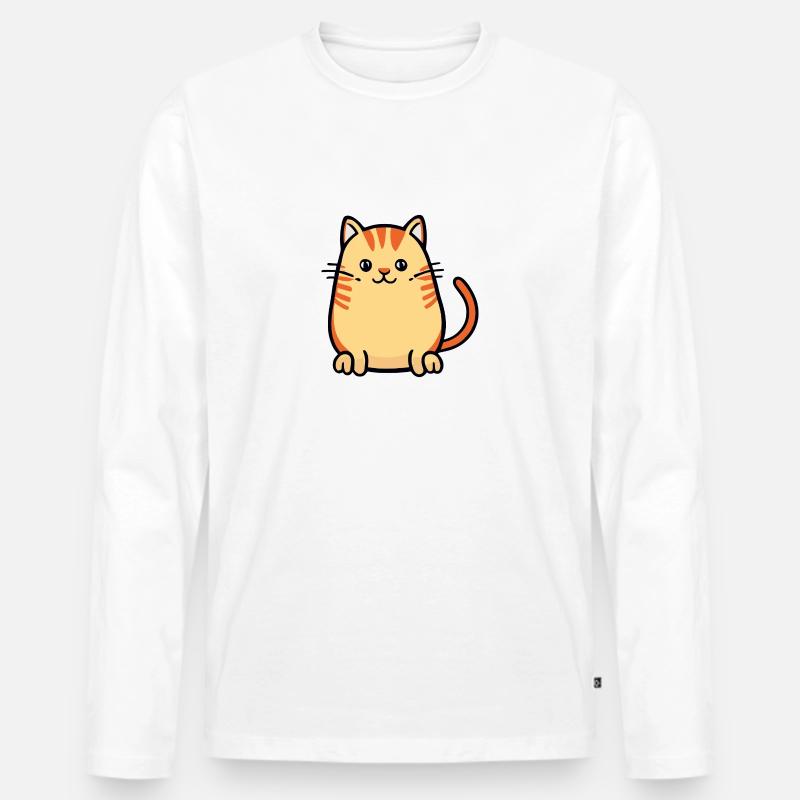 Einfach niedliches Kätzchen - Männer Premium Bio Langarmshirt - Weiß