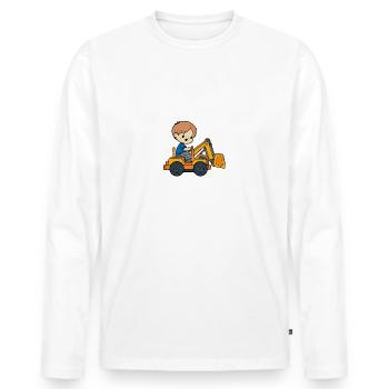 Philipp Vorname Bagger - Männer Premium Bio Langarmshirt - Weiß - Vorne - Nico (187cm)