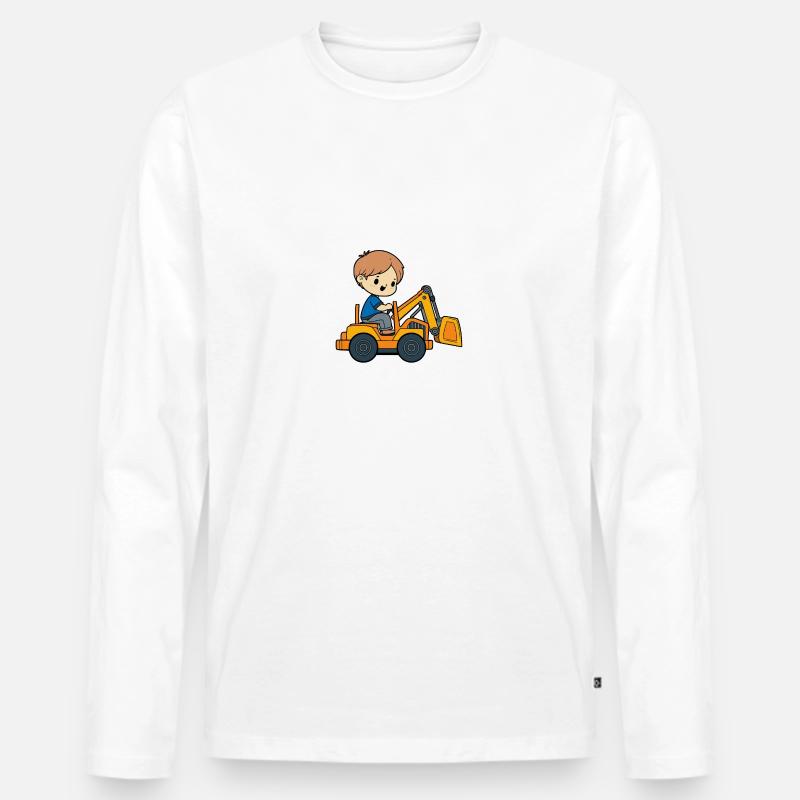Philipp Vorname Bagger - Männer Premium Bio Langarmshirt - Weiß