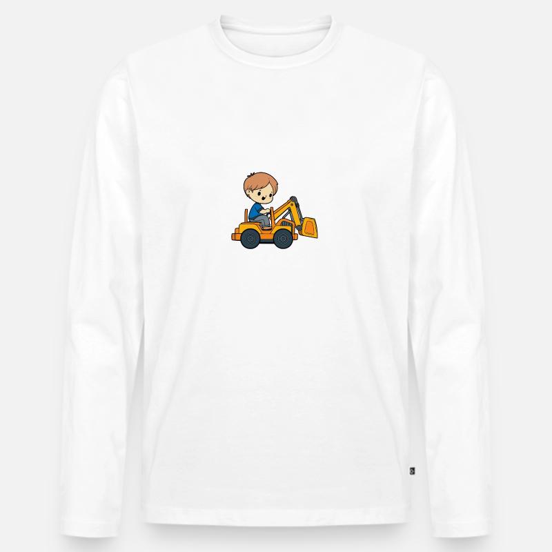 Florian Vorname Bagger - Männer Premium Bio Langarmshirt - Weiß