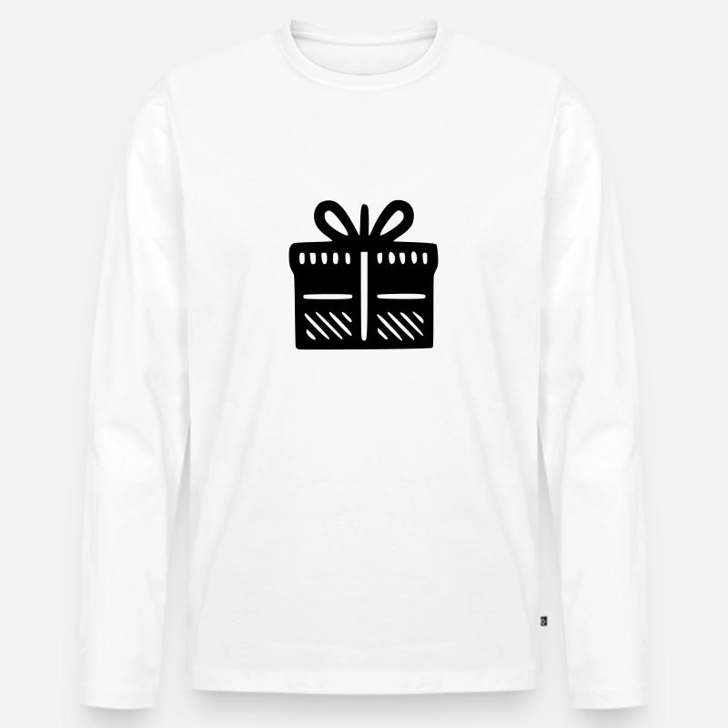 Geschenk Paket - Männer Premium Bio Langarmshirt - Weiß