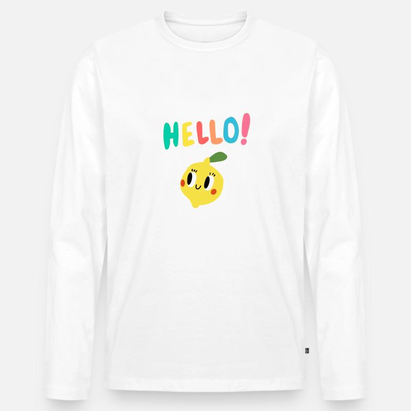 Fröhliches Zitronenshirt - Geschenkidee - Männer Premium Bio Langarmshirt - Weiß