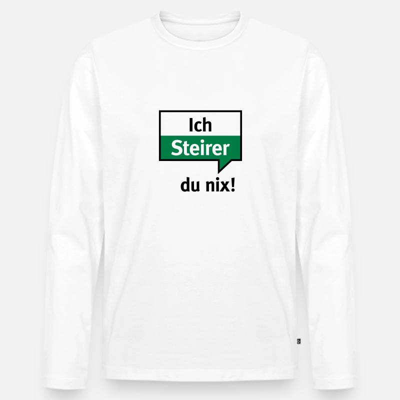 Ich Steirer – du nix - Männer Premium Bio Langarmshirt - Weiß