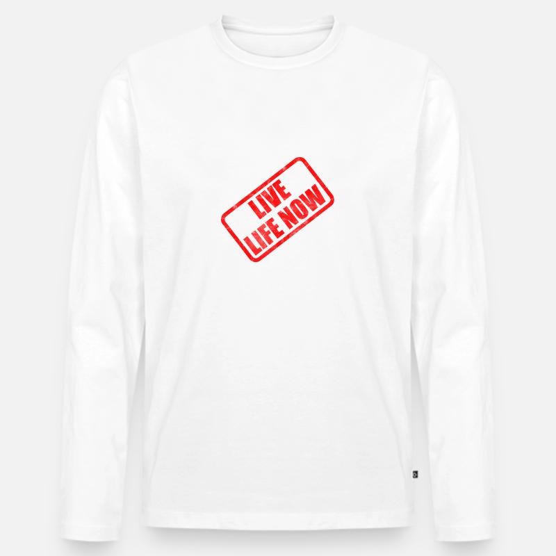 Lebe das Leben jetzt - Männer Premium Bio Langarmshirt - Weiß