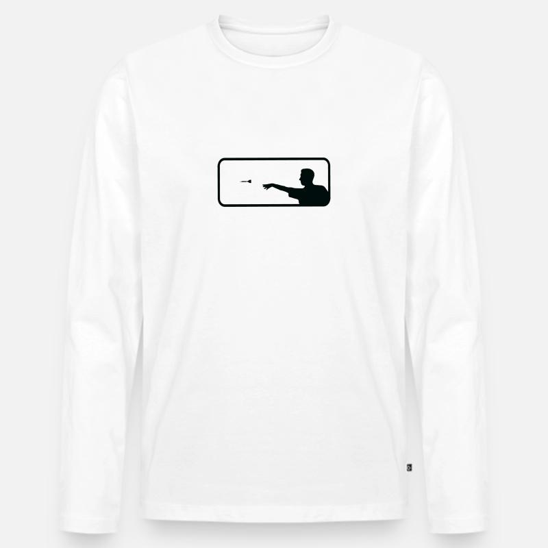 Darts Sport Spaß - Männer Premium Bio Langarmshirt - Weiß