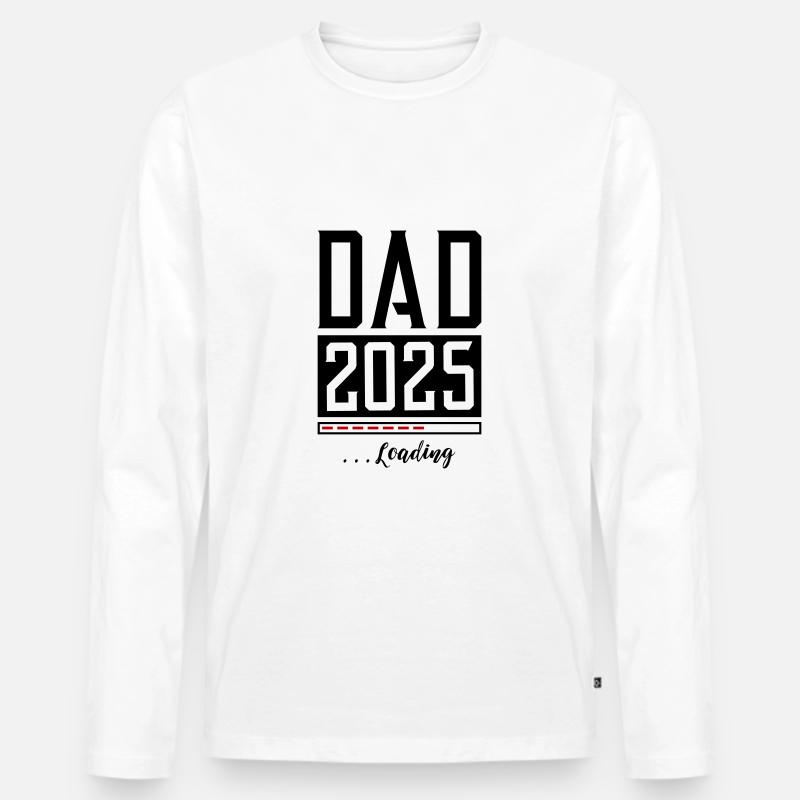 Dad 2025 Papa Loading Spruch - Männer Premium Bio Langarmshirt - Weiß