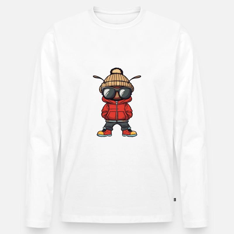 Ameise Cool Comic - Männer Premium Bio Langarmshirt - Weiß