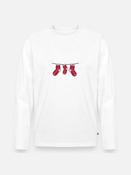 christmas socks - Men's Premium Organic Long Sleeve Shirt - white