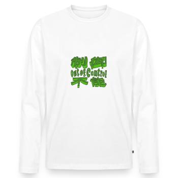 Japanisch "außer Kontrolle" GRÜN - Männer Premium Bio Langarmshirt - Weiß - Vorne - Nico (187cm)