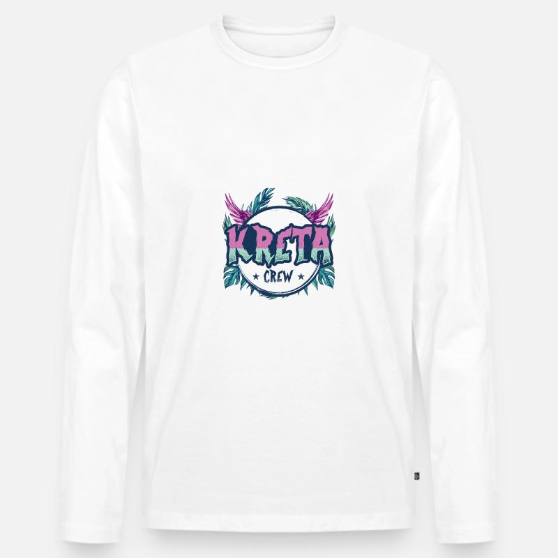 Kreta Crew Bunt - Männer Premium Bio Langarmshirt - Weiß