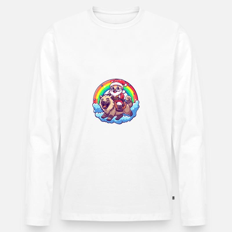 Hyäne Weihnachtsmann Regenbogen - Männer Premium Bio Langarmshirt - Weiß