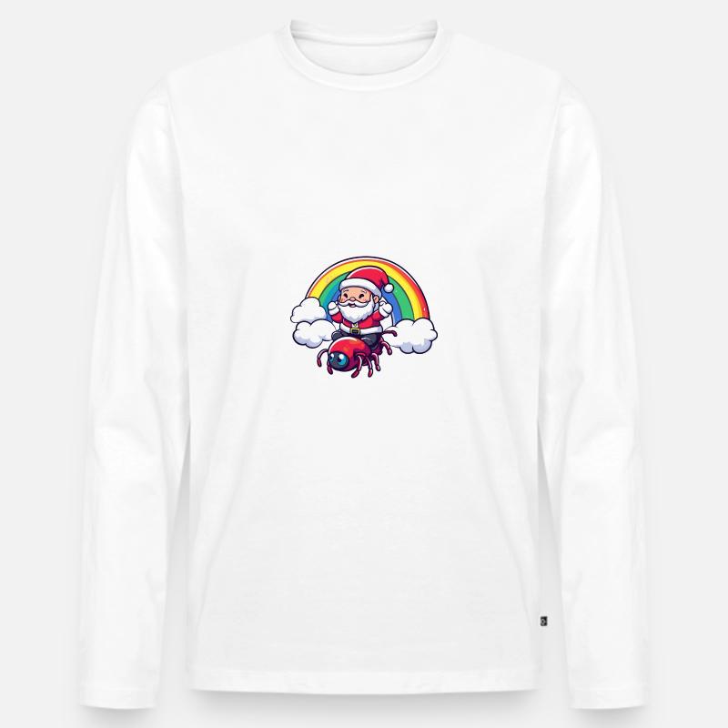 Ameise Weihnachtsmann Regenbogen - Männer Premium Bio Langarmshirt - Weiß