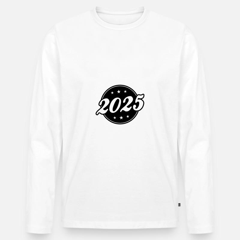 2025 Kreis - Männer Premium Bio Langarmshirt - Weiß