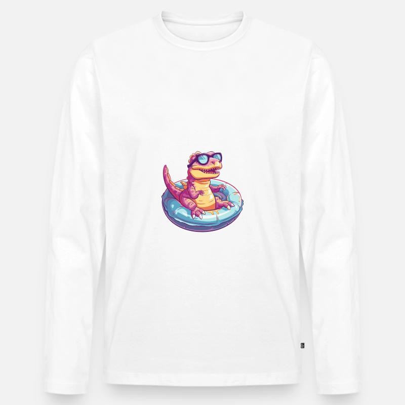 Dinosaurier T-Rex Comic Cool - Männer Premium Bio Langarmshirt - Weiß