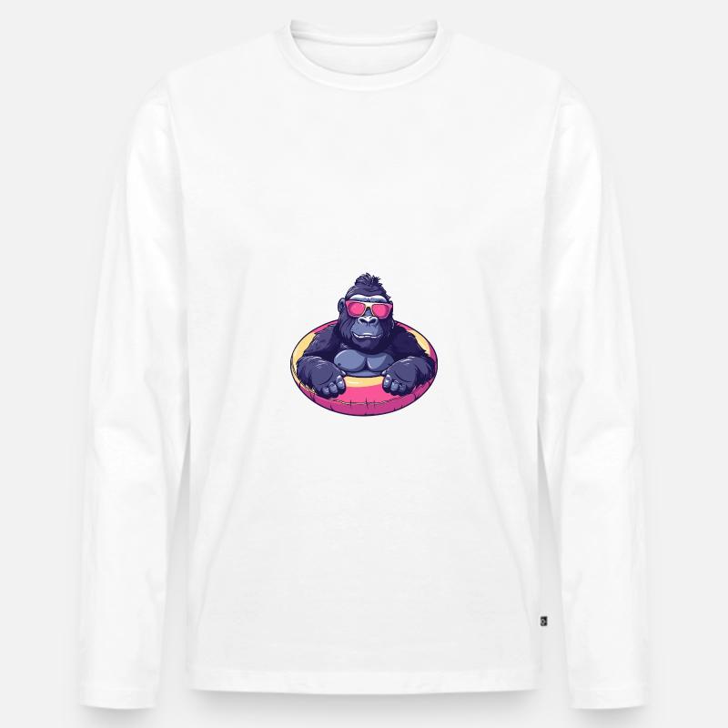 Gorilla Comic Cool - Männer Premium Bio Langarmshirt - Weiß