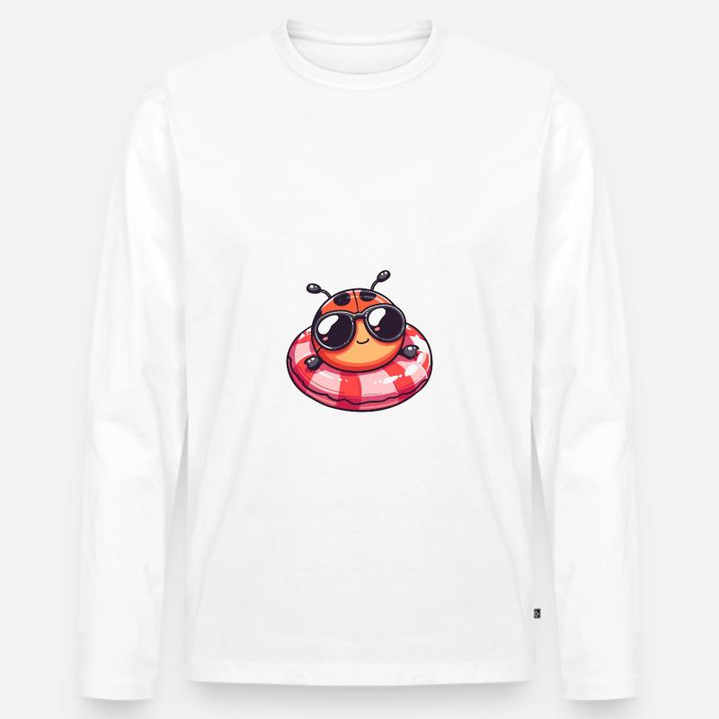 Marienkäfer Comic Cool - Männer Premium Bio Langarmshirt - Weiß