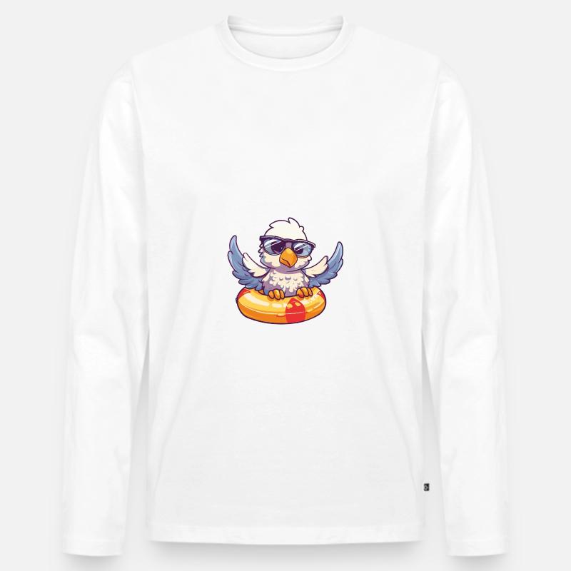 Adler Comic Cool - Männer Premium Bio Langarmshirt - Weiß