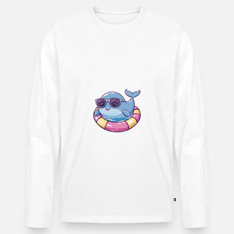 Wal Comic Cool - Männer Premium Bio Langarmshirt - Weiß