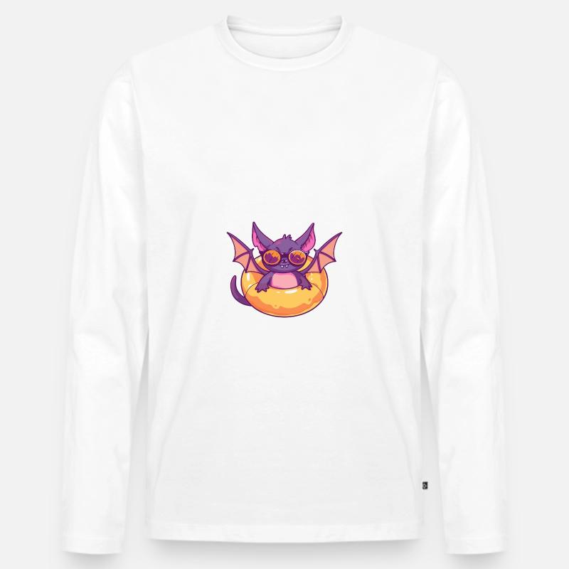 Fledermaus Comic Cool - Männer Premium Bio Langarmshirt - Weiß